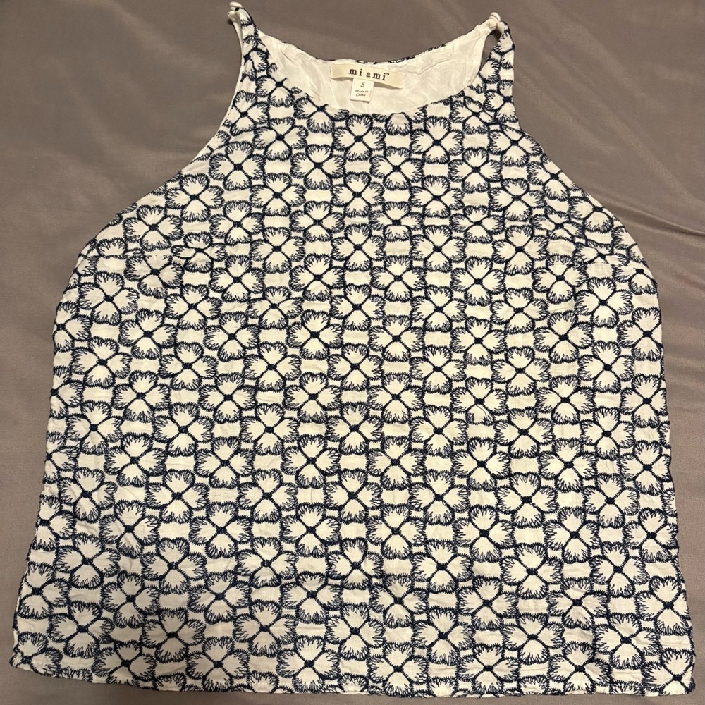 Blue and White Women's Top